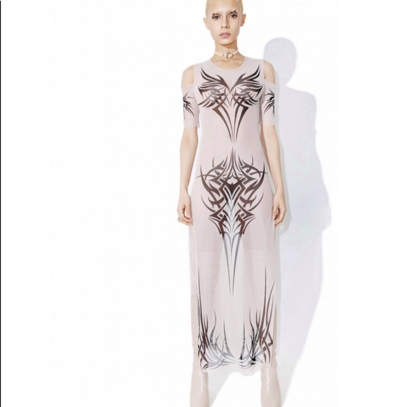 Dolls kill ,Current Mood ,PhenomenonTattoo stretching mesh dress / tunic - Picture 7 of 9